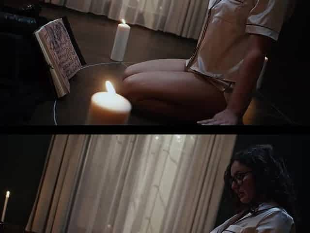 A nerdy slut summons a huge cock to bang her sex-starving pussy