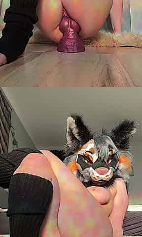 Tiny fur size queen likes to ride thick Bad dragon toys