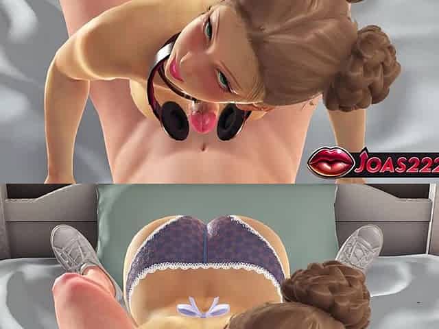 Amy in Camel Toe Fetish Panties 3D Hentai - Deepthroat, Blowjob Frenulum Licking, and Intense Big Dick Stimulation Cumshot
