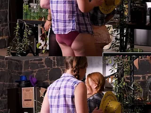 Hairy pussy licked and fisted during lesbian threesome