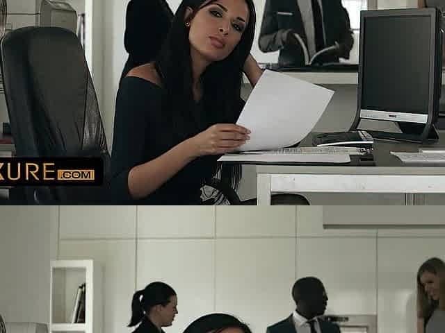The breasty secretary asks for a double penetration