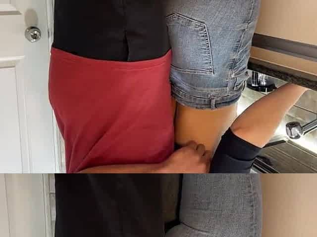 Maid getting Cum on her Jeans during the time that Washing Dishes (FREE USE)