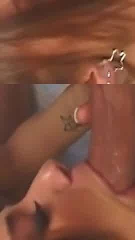 Threesome Creampie Dripping From Stretched Pussy Lips