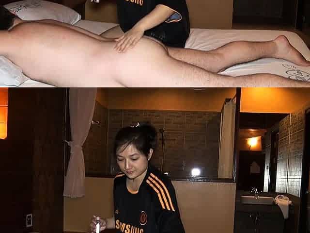 Big butt Asian amateur oily massage and fucked on top