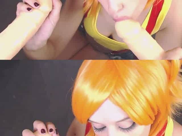 Misty Pokemon Double Blowjob. Facial