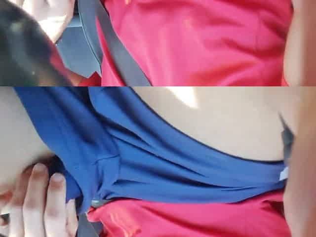Risky wank on the car groaning a lot - hawt spunk flow