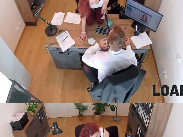 Sexy Business Deal Between Hot And Fit Redhead And A Loan Manager