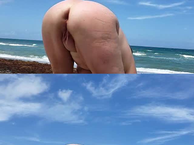 big beautiful woman wife dancing and shaking her butt on the beach