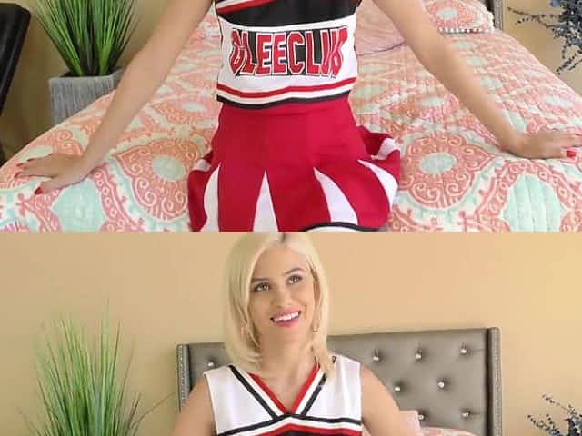 Killing hot cheerleader Kiara Cole goes wild on a hard dick and gets a mouthful of cum