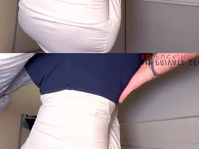 serious business woman in pencil petticoat and white blouse gets boss penis