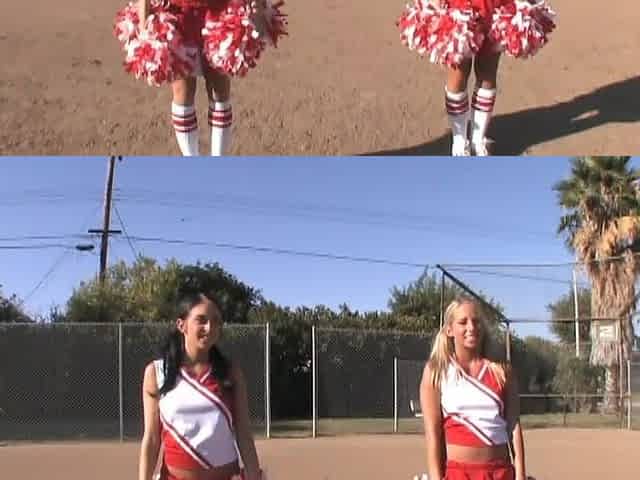 Horny Cheerleader Threesome: Licking Fingering and Triple Hole Cock Pounding