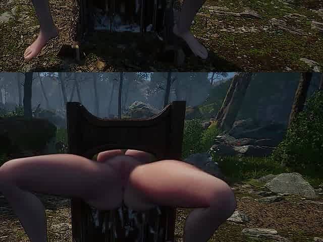 Gol CG Blond Elf Serf Screwed by Many Goblins in the Forest