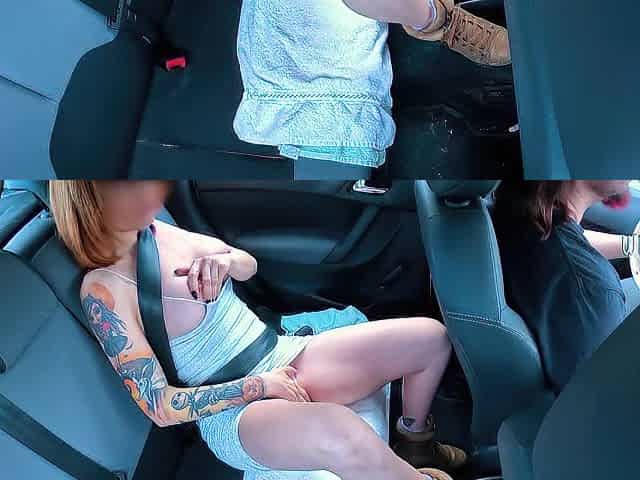 Masturbating on the backseat of a car, squirting, got caught