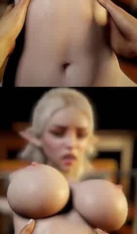 Sexy Blonde Elf Spreads Her Legs and Has Rough Sex on the Floor