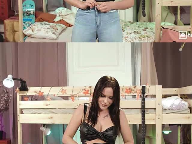 Tempting brunette experiences intense hardcore cowgirl with massive dick inside hostel