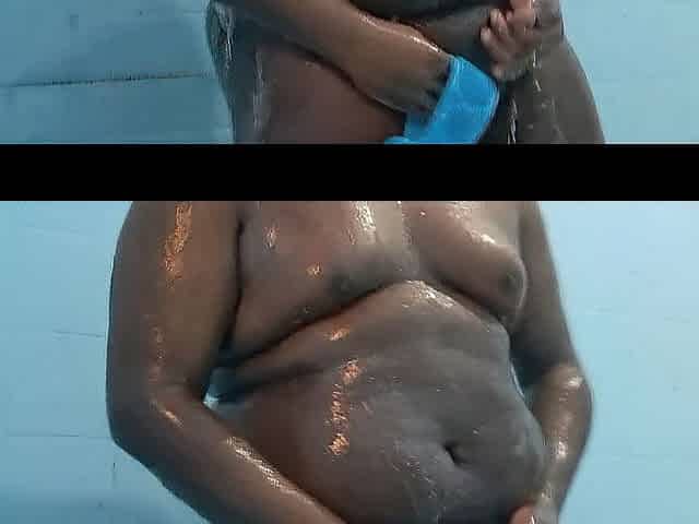 Ebony Sissy Shower Her Obese Body.