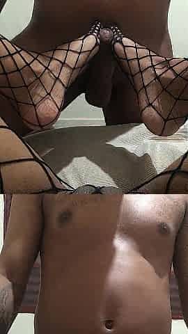 Wanking the hawt ramrod with my feet
