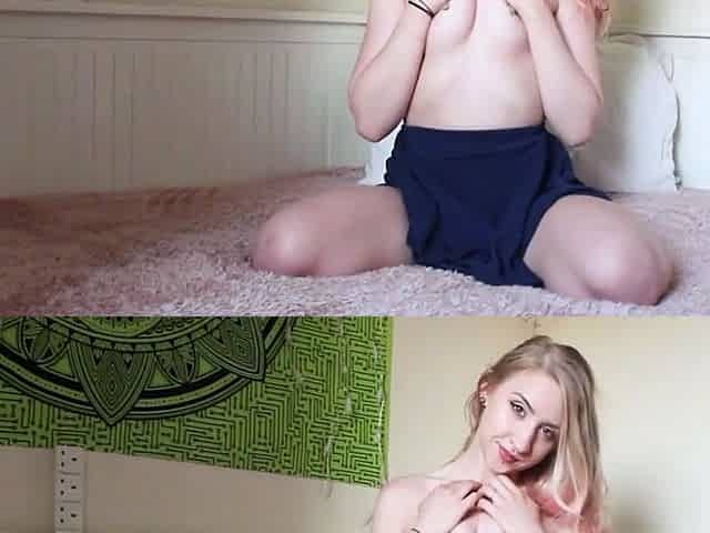 Hardcore blondie jerks her tight pussy