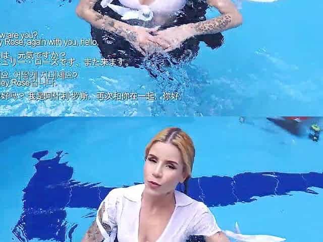 Sexy slender golden-haired pool scuba Recent scene w49