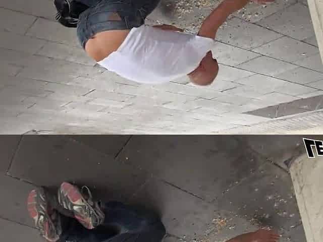 LECHE69 - Aged Spanish woman sucking a homeless chap's knob on the street