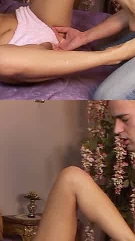 Hot Sex and Foot Fetish Fucking a Nice Brunette Girl with Cum on Feet