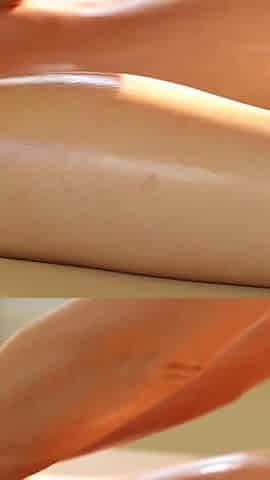 Blonde gets her body oiled and pussy licked