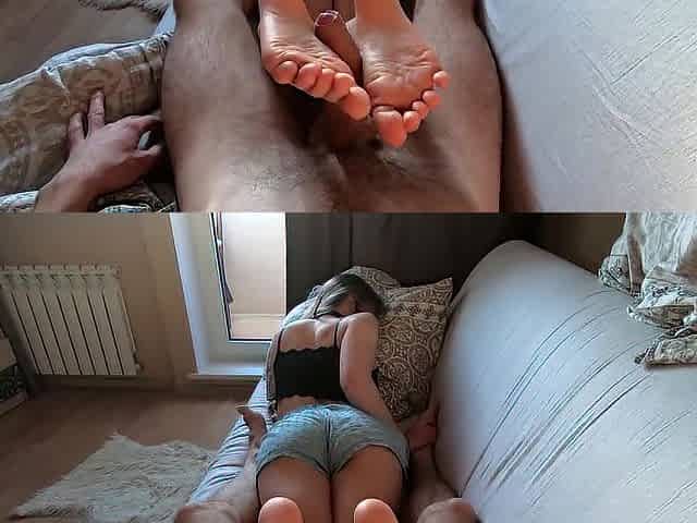 pleasant school girl's feet fondle my penis, footjob - Xxximmy