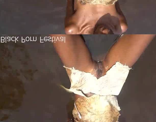 Afro tribe woman getting cock down in a tropical forrest stream by a tourist