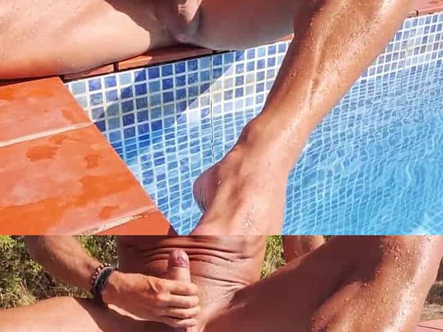Pool masturbation summer compilation - Exhibitionist pair - Risk of being caught