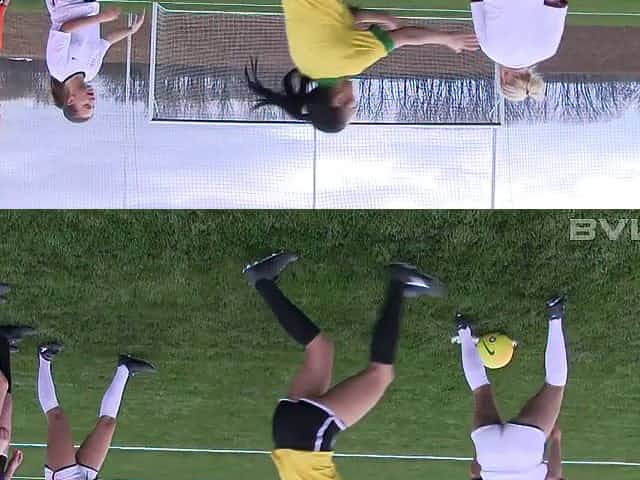 Hot soccer playing chicks play the game topless and naked