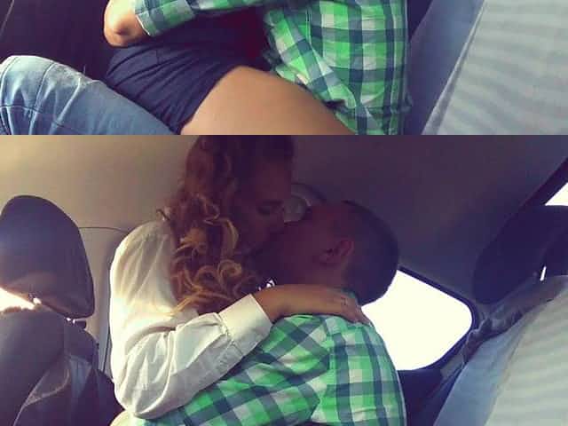 Sex in the Car in the back Seat. after Graduation. Groans. Girl is Jumping.