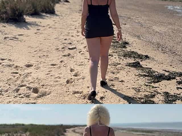 Stripping Out of My Little Black Mini Dress on the Beach and Then Playing with My Body in the Open