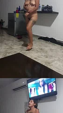 Mexican woman having pleasure at a hotel