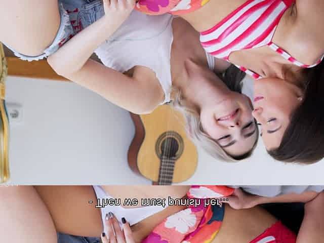Hot blonde and sexy brunette lesbians