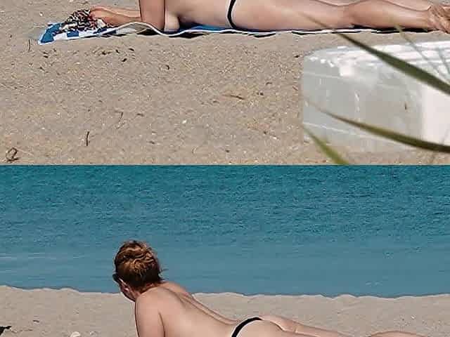 MILFA jerks and sucks youthful beach voyeur in the bushes