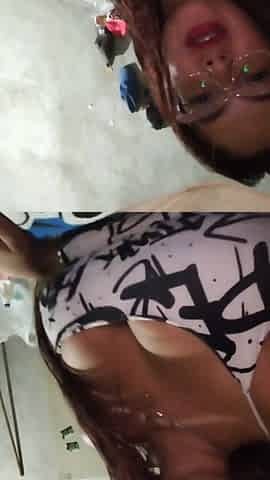 Girl with Colored Hair and Glasses Makes a Proposal to Be Penetrated