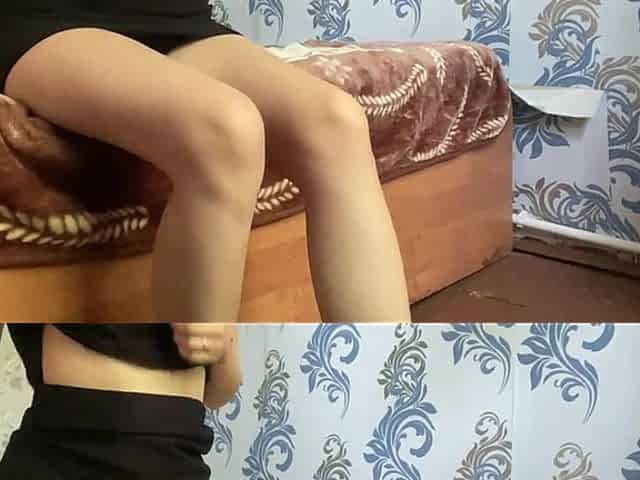 My Girlfriend in Black Panties and Miniskirt Shows Herself