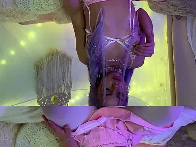 Trashy blonde babe in stockings