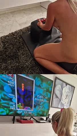 MILF Tries to Play Tetris While Sitting on Sybian Sex Machine, but It Ends with Body Shaking Orgasm