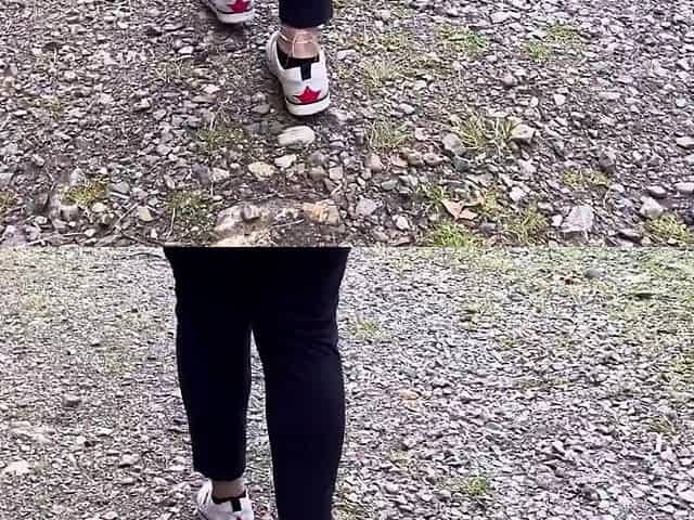 Hot brunette foot fetish play