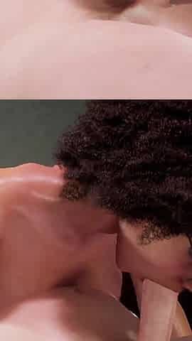 Ebony Sexy Girl with a Perfect Ass Massage a Fat Old Bald Man