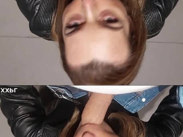 Cheating Wife Blowjob Random Guy in a Public Restrum and Swallows His Cum