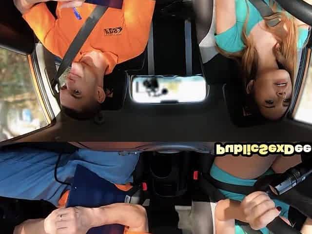 Cute babe pussyfucked by car teacher outdoor