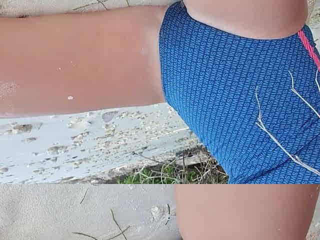 Avid pee on public beach Sexy