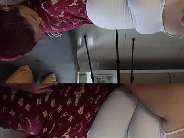 Lesbian Sex with My Stepsister on Sofa