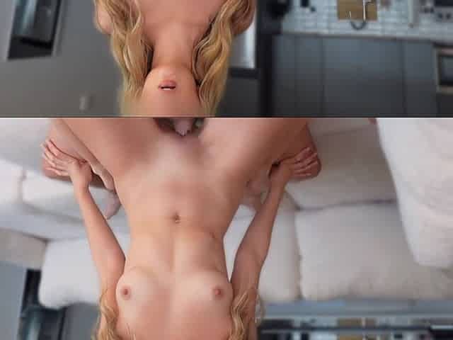 Horny Petite Blonde Rides His Cock Until He Can't Take It Anymore