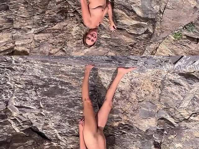Sexy Blonde Pawg Strips & Poses Naked Public Park
