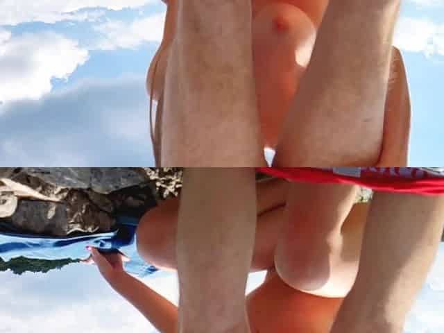 Risky public bang with my stepsis on the top of mountain. Cum on booty