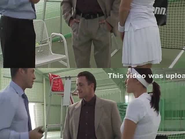 Frank Gun, James Brossman And Lea Magic In Redhead Slut Double Penetrated On The Tennis Court
