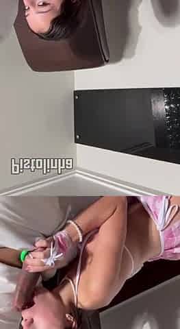 That slim, wicked gal went to a secret motel to suck a large knob.